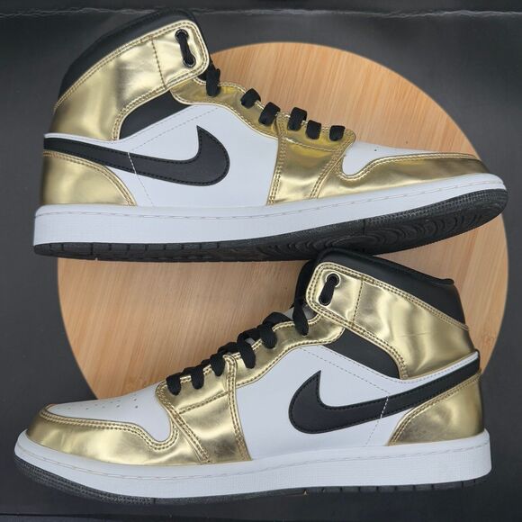 Nike Air Jordan 1 Mid SE Metallic Gold/Black-White Men’s Sz 11 main image 5